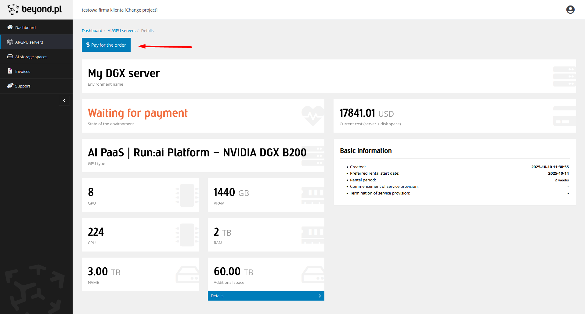 Ordering an AI servers