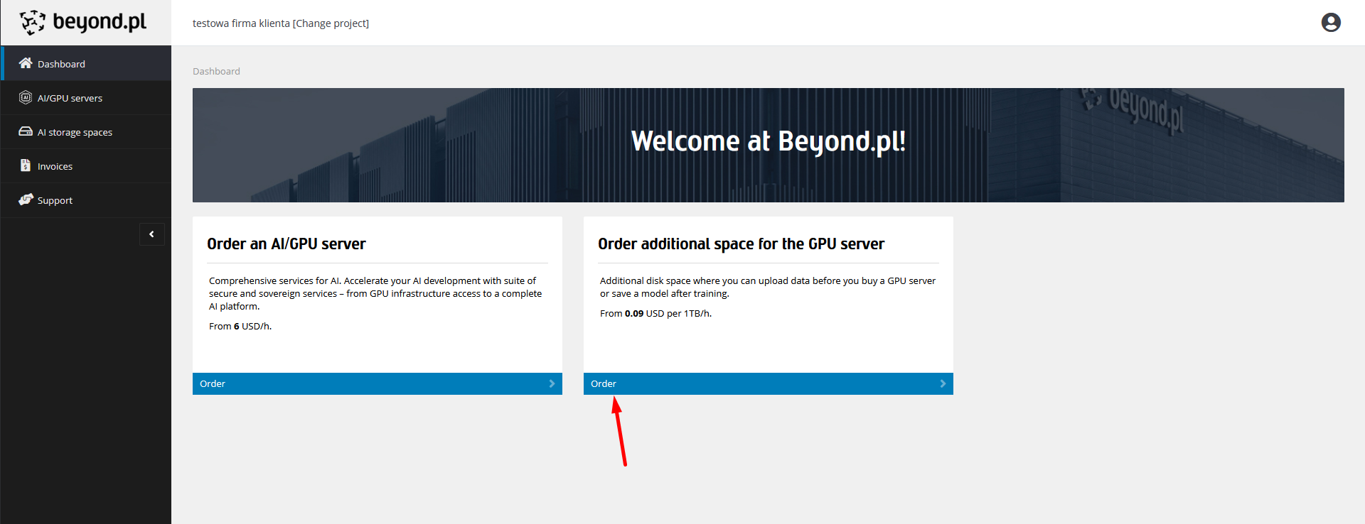 Ordering an AI space